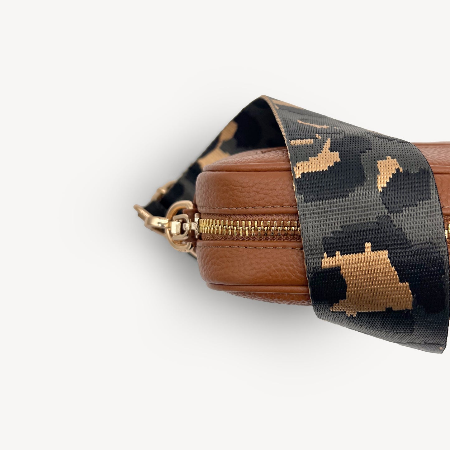 Correa con estampado de leopardo gris y dorado