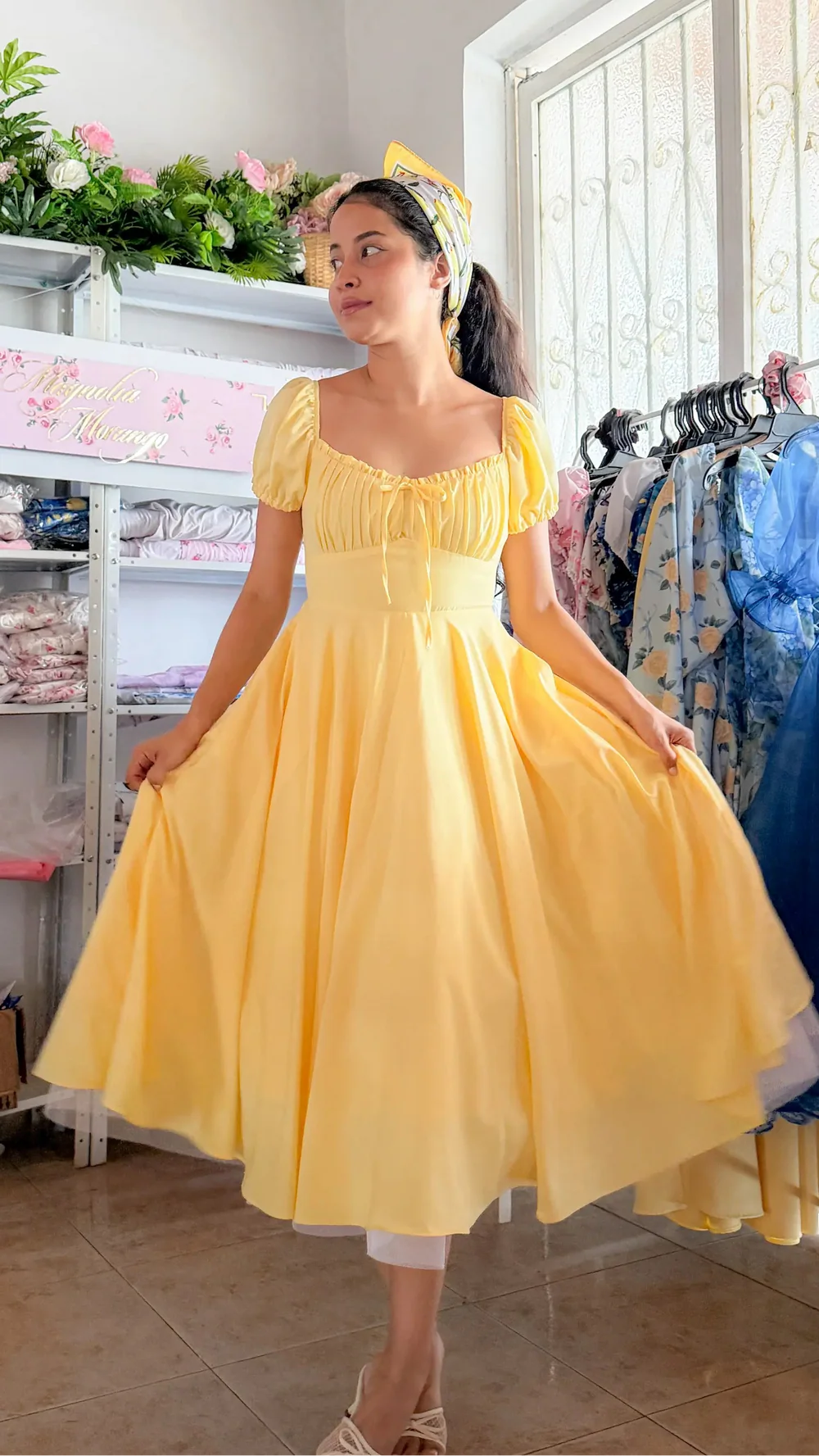 Vestido Midi Lady Seraphina Amarillo Limón