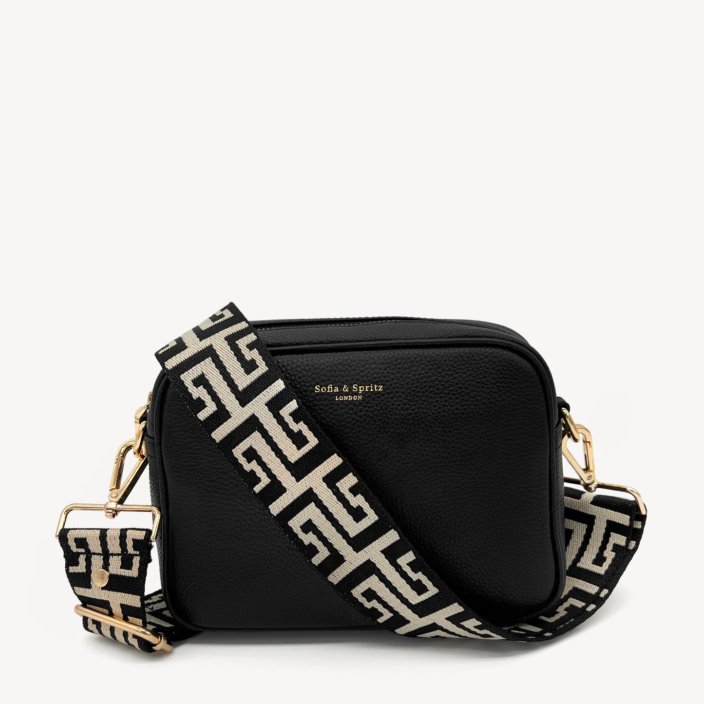 Correa griega en negro y piedra - Estilo elegante y audaz