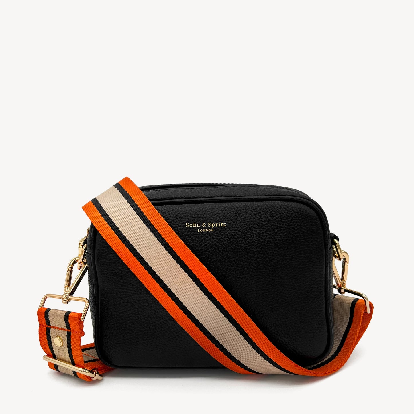 Correa a rayas naranja, beige y negro