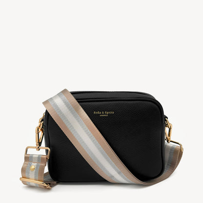 Correa a rayas champán y plata — accesorio lujoso y elegante