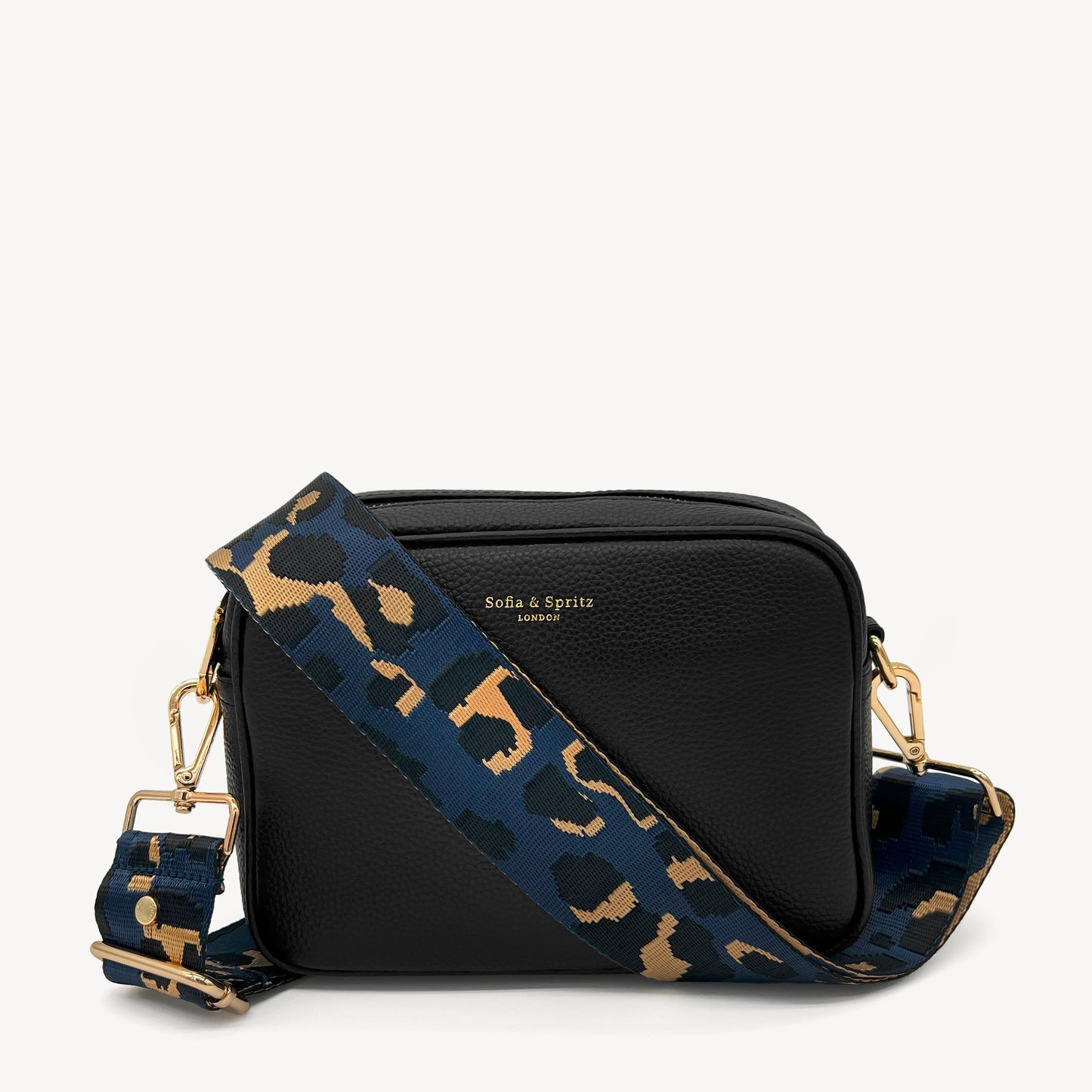 Correa de leopardo azul marino y dorado - Banda elegante con estampado de leopardo
