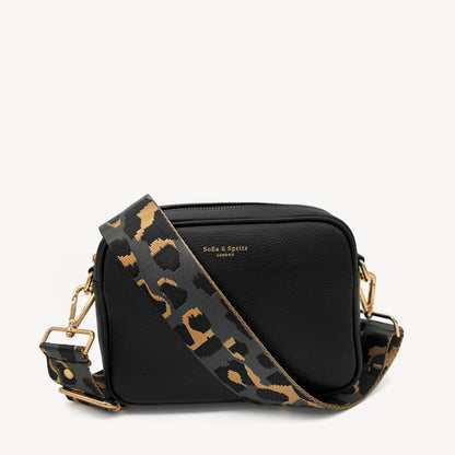 Correa con estampado de leopardo gris y dorado