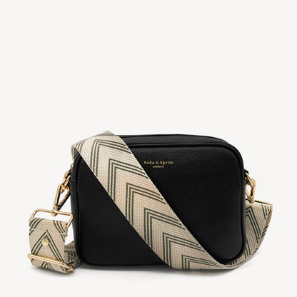 Correa de flecha en verde oliva y piedra — Boho-Chic, accesorio llamativo