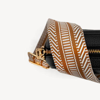 Correa azteca de rayas beige y blanco - accesorio boho chic