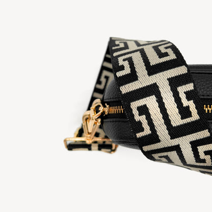Correa griega en negro y piedra - Estilo elegante y audaz