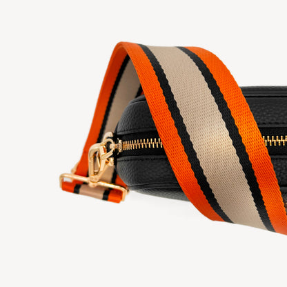 Correa a rayas naranja, beige y negro