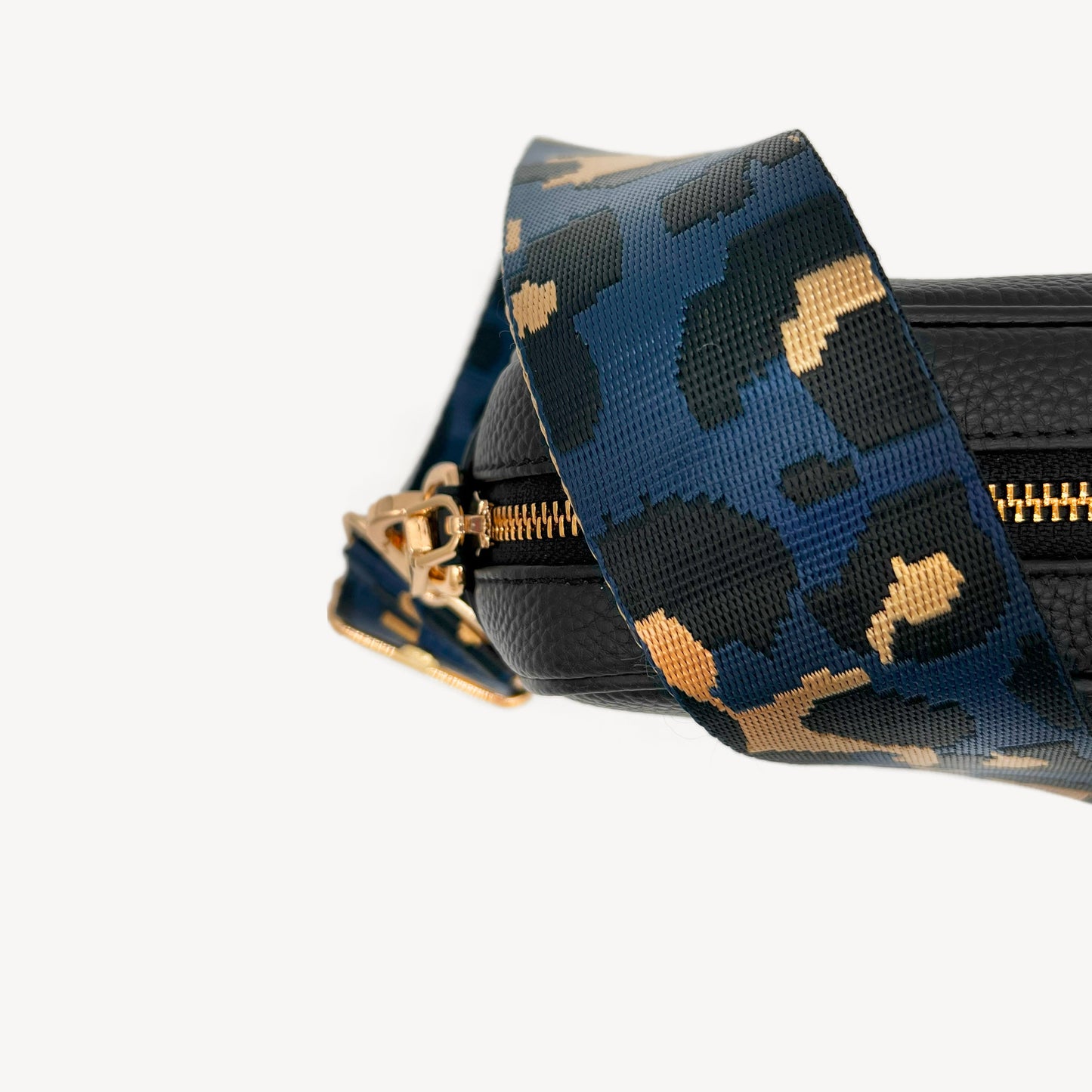 Correa de leopardo azul marino y dorado - Banda elegante con estampado de leopardo