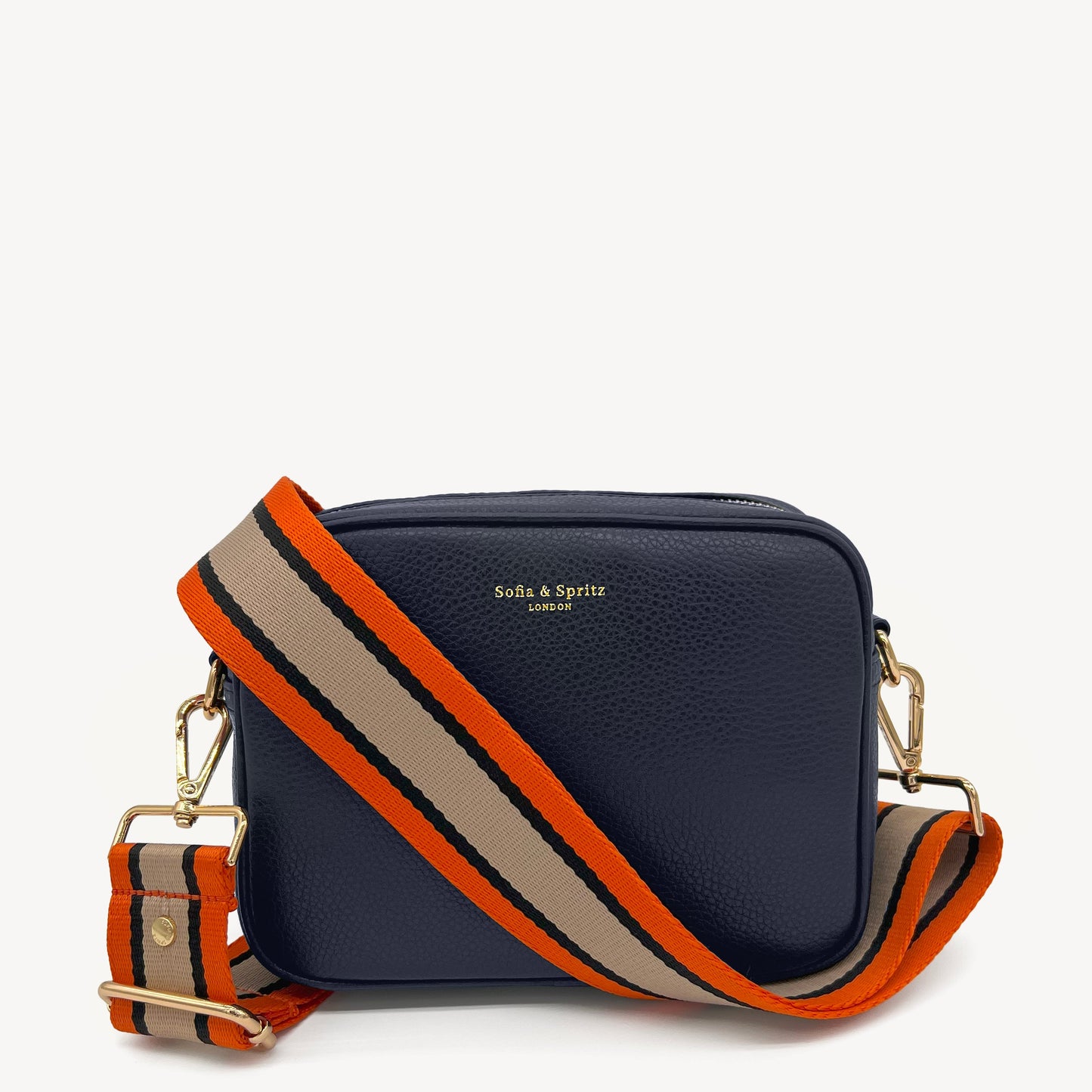 Correa a rayas naranja, beige y negro