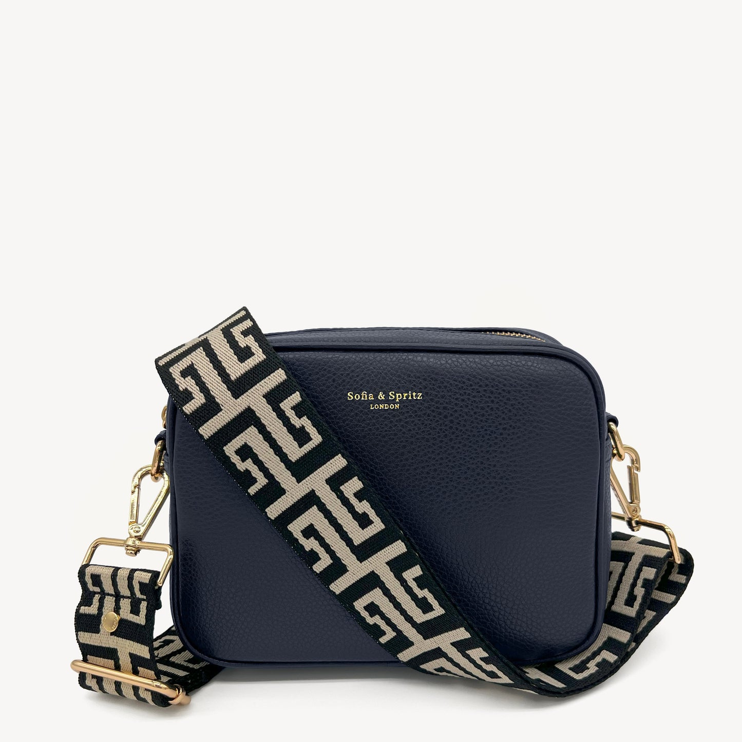 Correa griega en negro y piedra - Estilo elegante y audaz