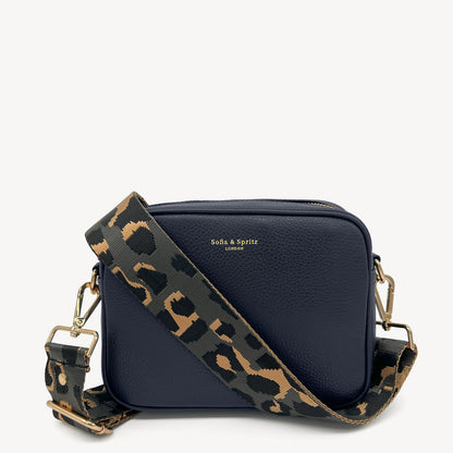 Correa con estampado de leopardo gris y dorado