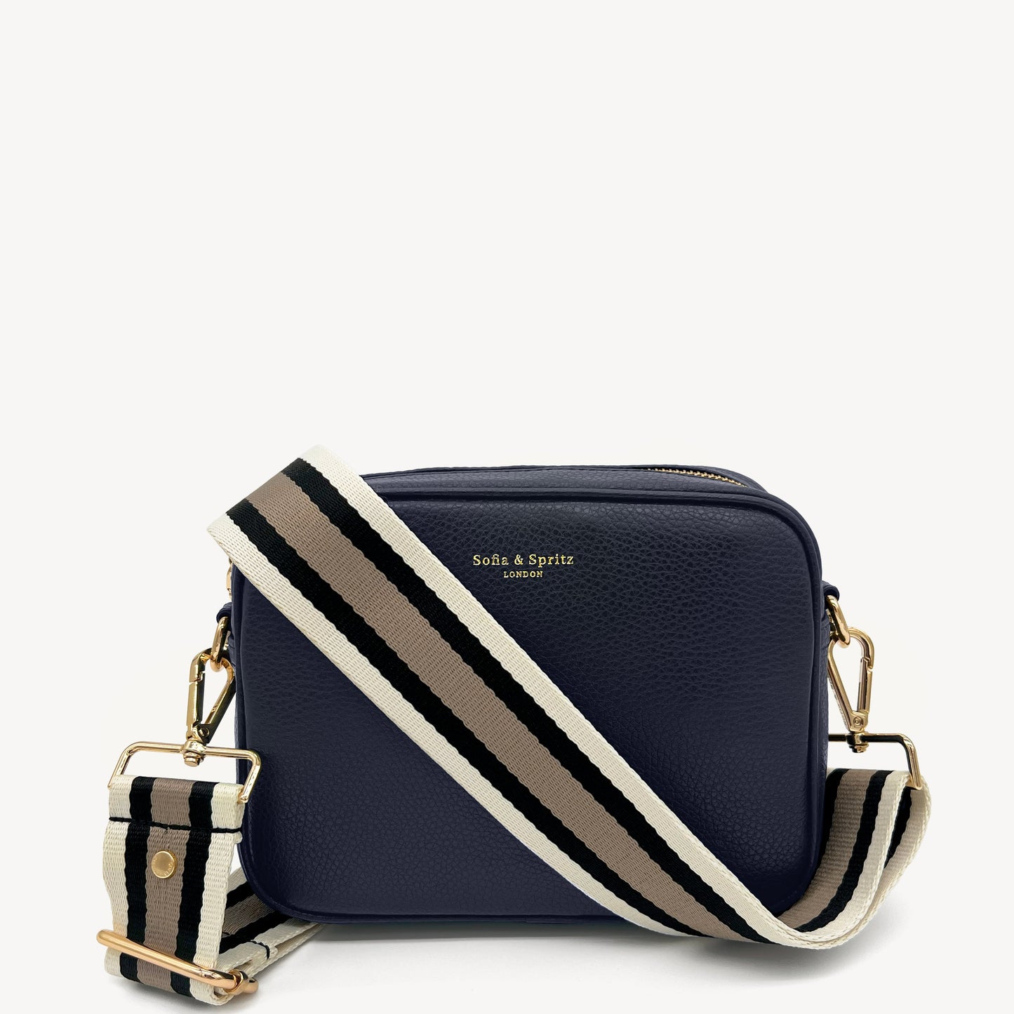 Correa a rayas en negro, piedra y beige - Elegante, versátil y duradera