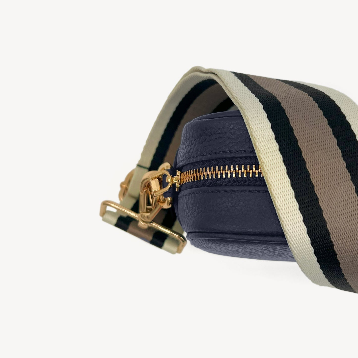 Correa a rayas en negro, piedra y beige - Elegante, versátil y duradera