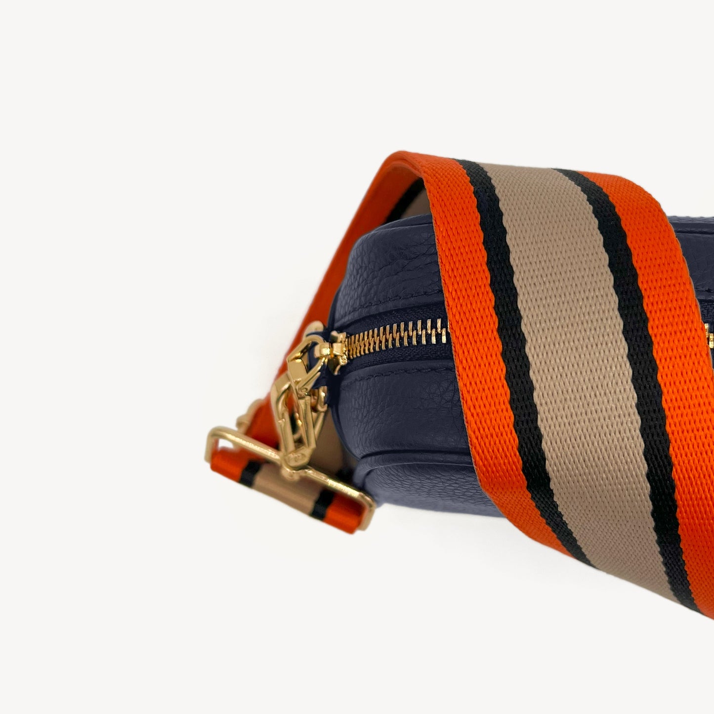 Correa a rayas naranja, beige y negro