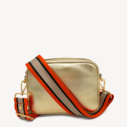 Correa a rayas naranja, beige y negro