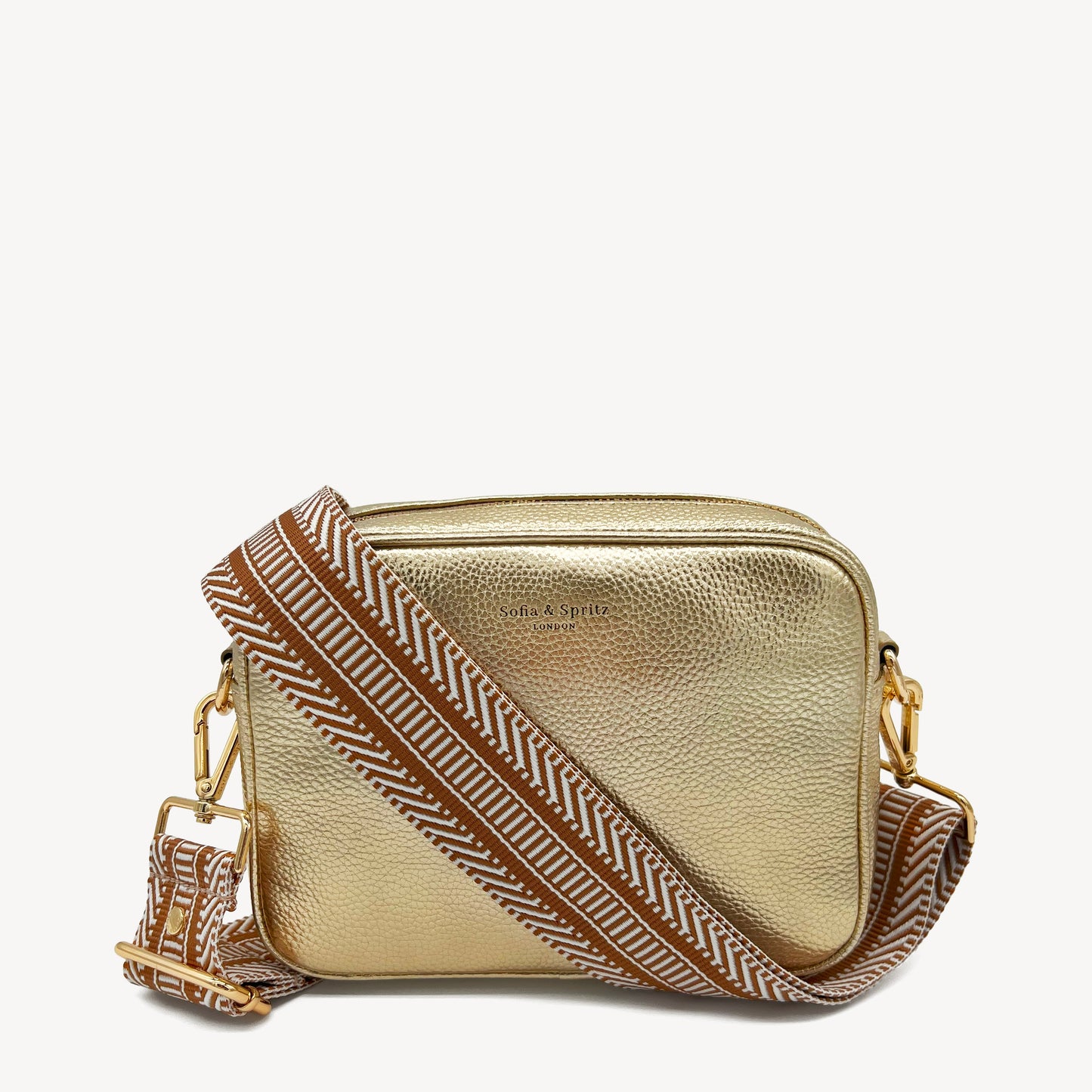 Correa azteca de rayas beige y blanco - accesorio boho chic