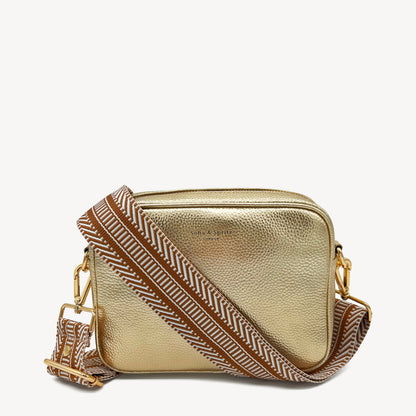 Correa azteca de rayas beige y blanco - accesorio boho chic