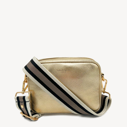 Correa a rayas en negro, piedra y beige - Elegante, versátil y duradera