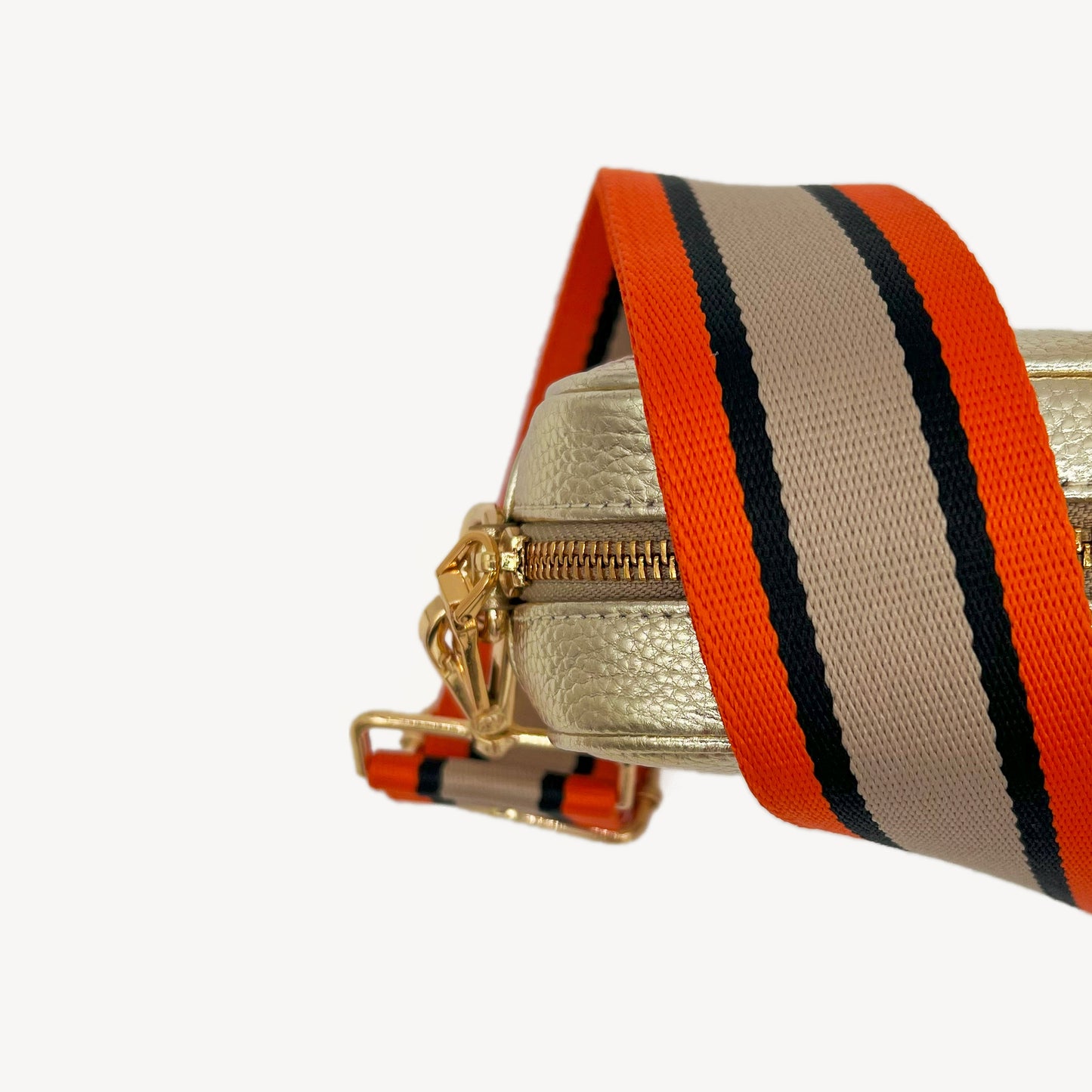 Correa a rayas naranja, beige y negro