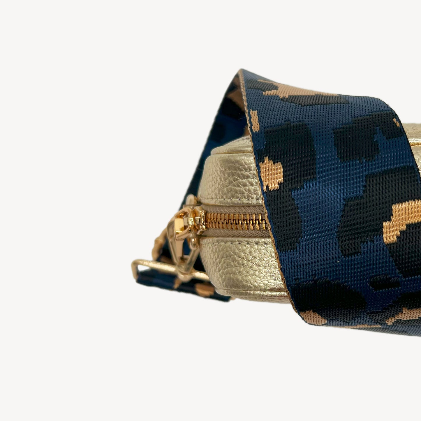 Correa de leopardo azul marino y dorado - Banda elegante con estampado de leopardo