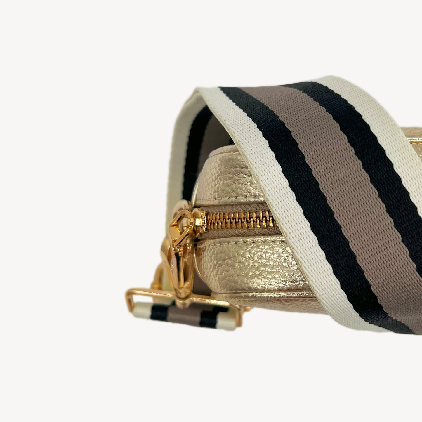 Correa a rayas en negro, piedra y beige - Elegante, versátil y duradera