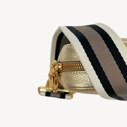 Correa a rayas en negro, piedra y beige - Elegante, versátil y duradera