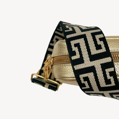 Correa griega en negro y piedra - Estilo elegante y audaz