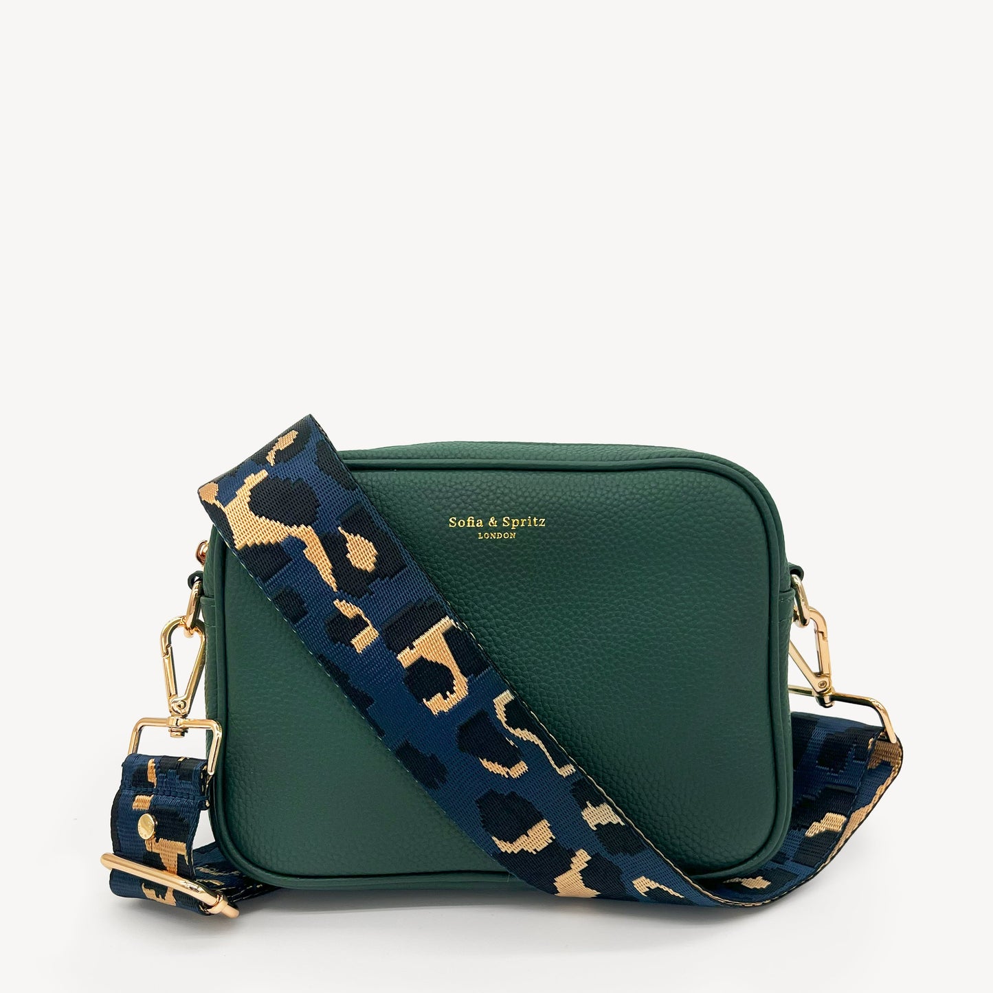Correa de leopardo azul marino y dorado - Banda elegante con estampado de leopardo