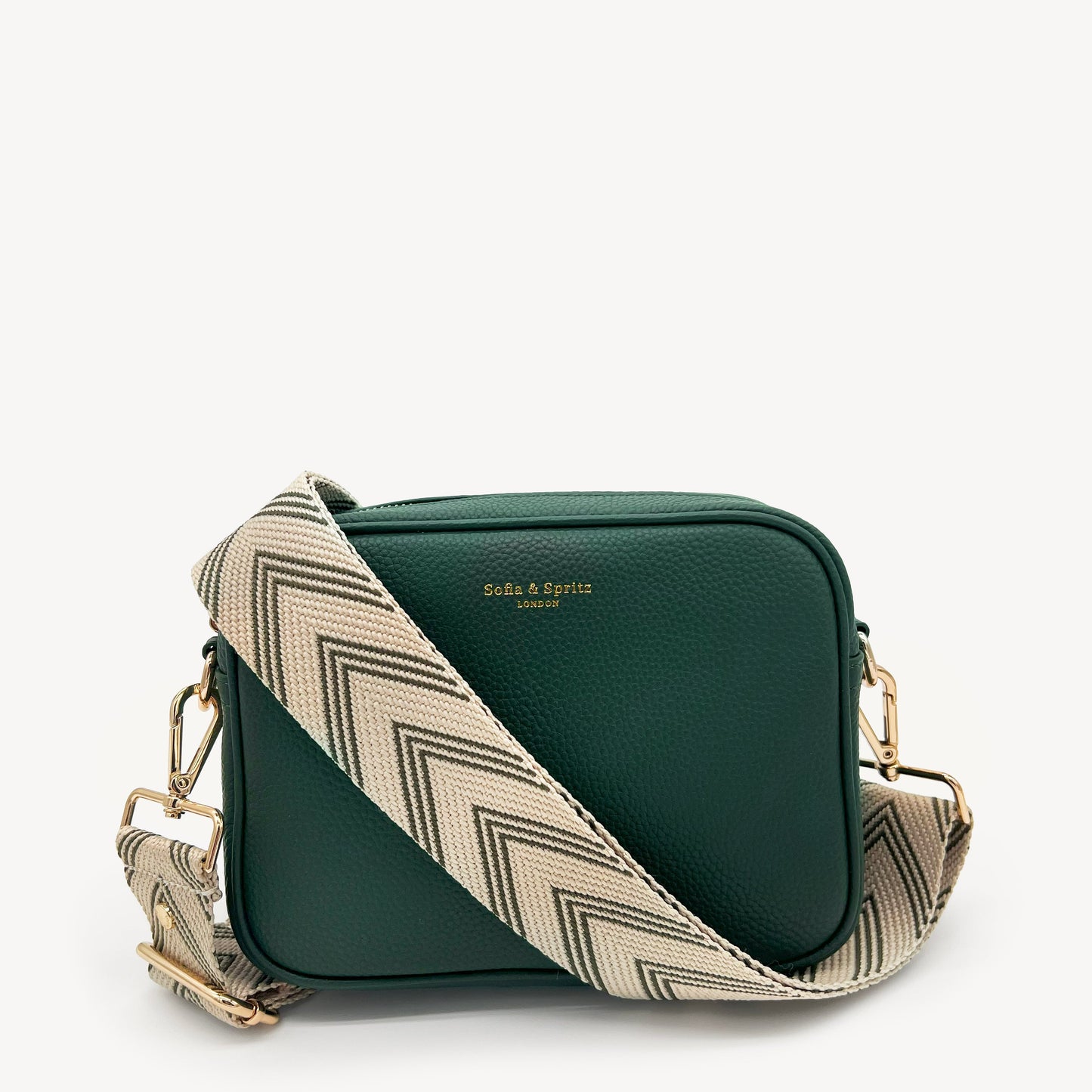 Correa de flecha en verde oliva y piedra — Boho-Chic, accesorio llamativo