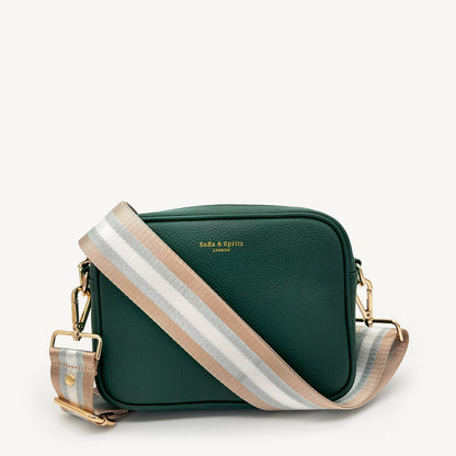 Correa a rayas champán y plata — accesorio lujoso y elegante