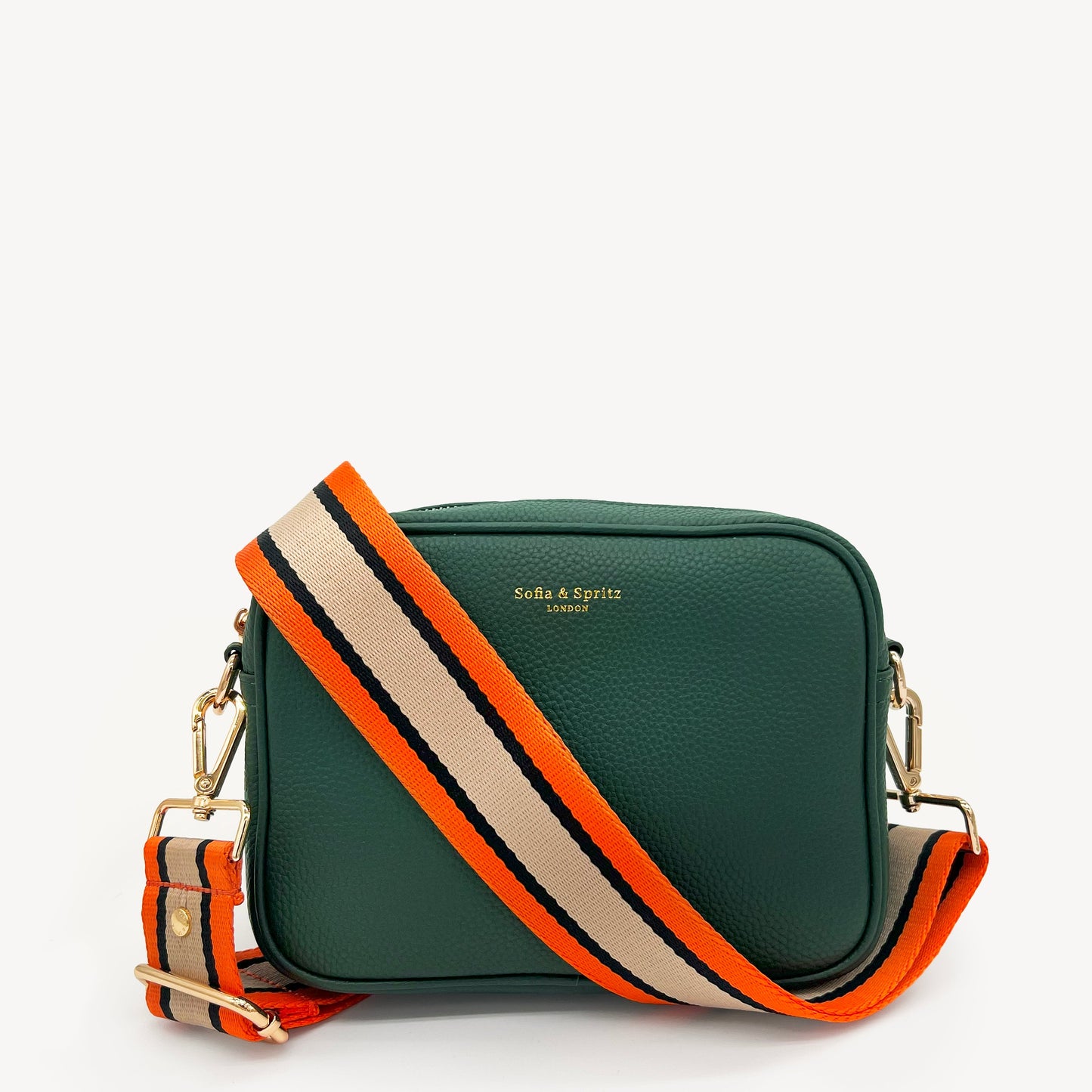 Correa a rayas naranja, beige y negro