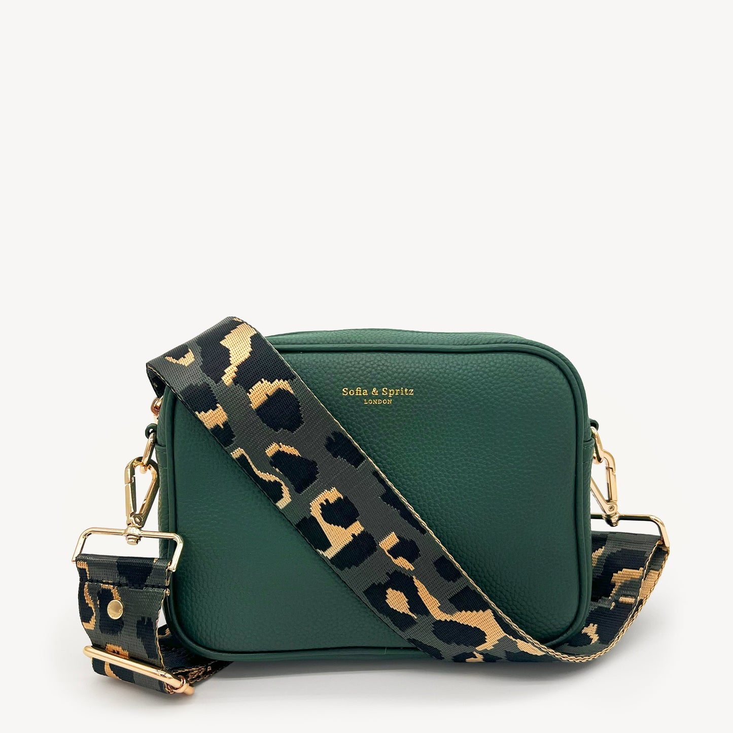 Correa con estampado de leopardo gris y dorado