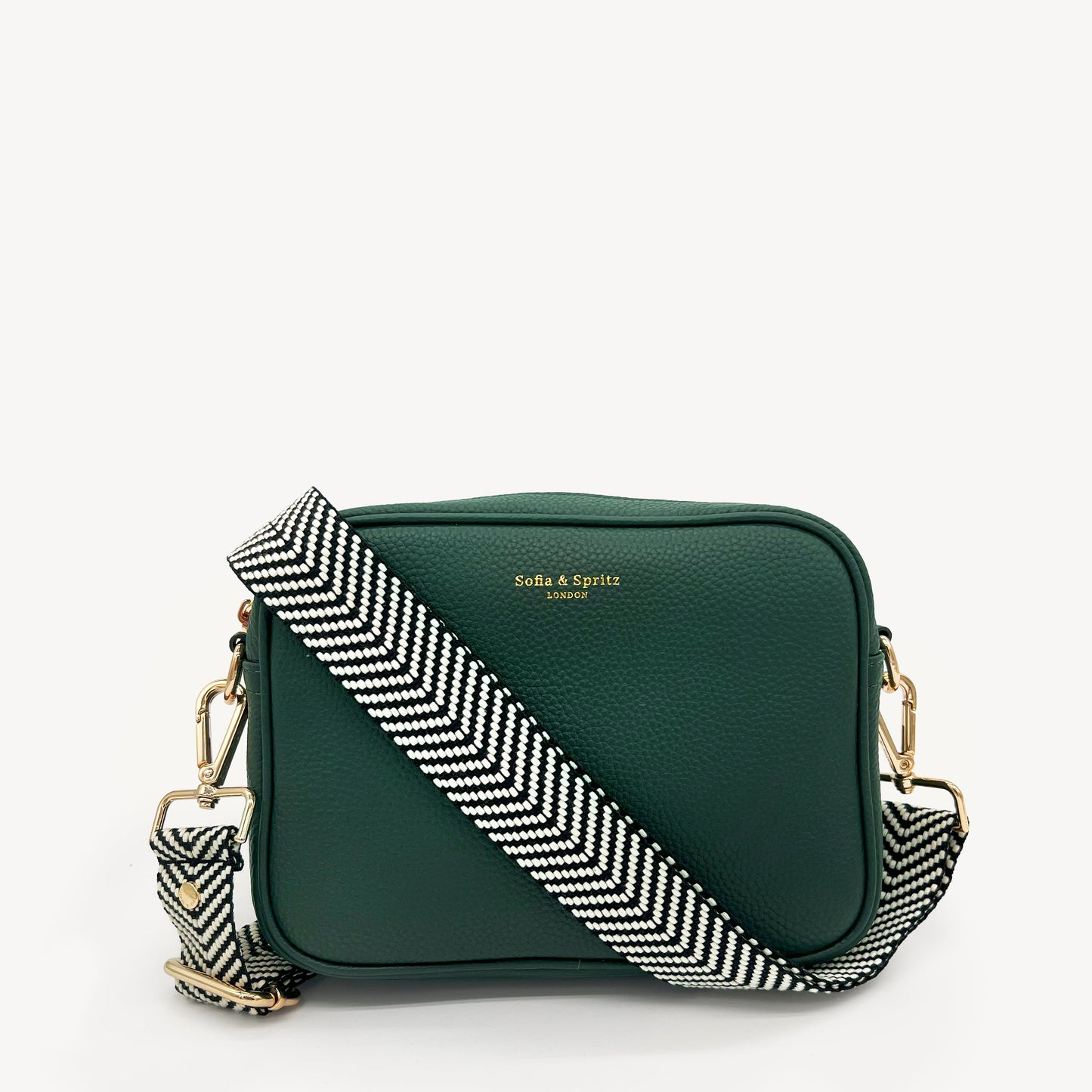 Correa elegante en negro y blanco con diseño chevron