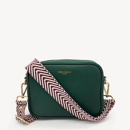 Correa de color burdeos y blanco con patrón en zigzag - Accesorio chic y moderno