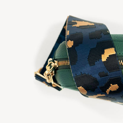 Correa de leopardo azul marino y dorado - Banda elegante con estampado de leopardo