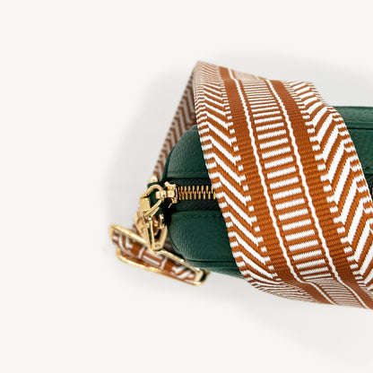 Correa azteca de rayas beige y blanco - accesorio boho chic