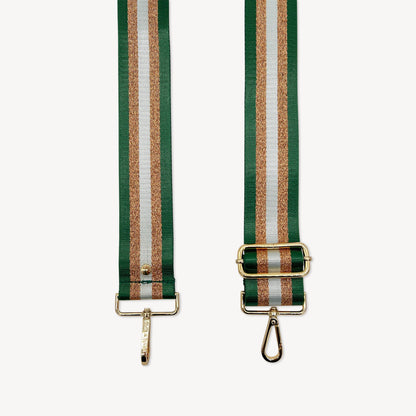 Correa con franja de purpurina verde y dorada - Accesorio brillante para cualquier conjunto