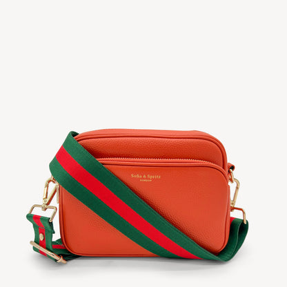 Correa de rayas verdes y rojas vibrante - Accesorio audaz y llamativo
