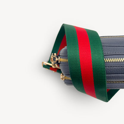 Correa de rayas verdes y rojas vibrante - Accesorio audaz y llamativo