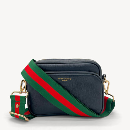 Correa de rayas verdes y rojas vibrante - Accesorio audaz y llamativo