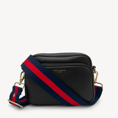 Correa de rayas azul marino y rojas — estilo audaz y clásico a rayas