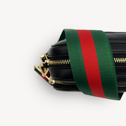 Correa de rayas verdes y rojas vibrante - Accesorio audaz y llamativo