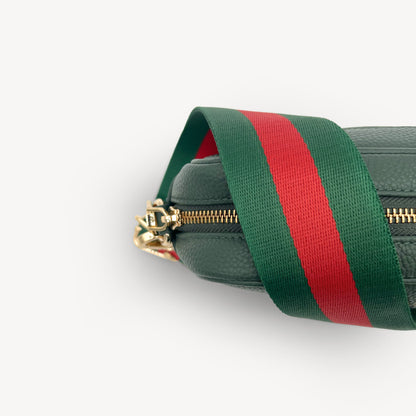 Correa de rayas verdes y rojas vibrante - Accesorio audaz y llamativo