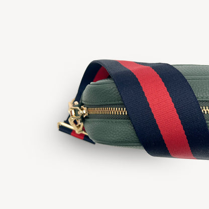 Correa de rayas azul marino y rojas — estilo audaz y clásico a rayas