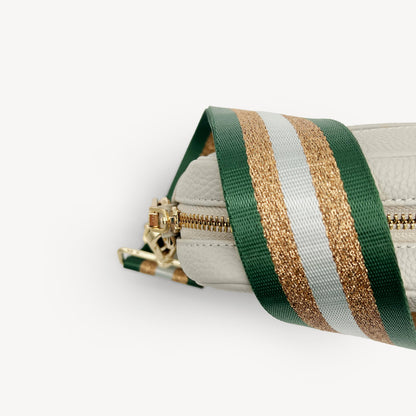 Correa con franja de purpurina verde y dorada - Accesorio brillante para cualquier conjunto