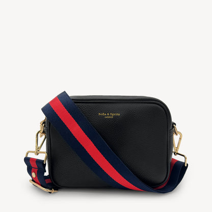 Correa de rayas azul marino y rojas — estilo audaz y clásico a rayas