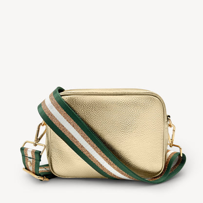 Correa con franja de purpurina verde y dorada - Accesorio brillante para cualquier conjunto