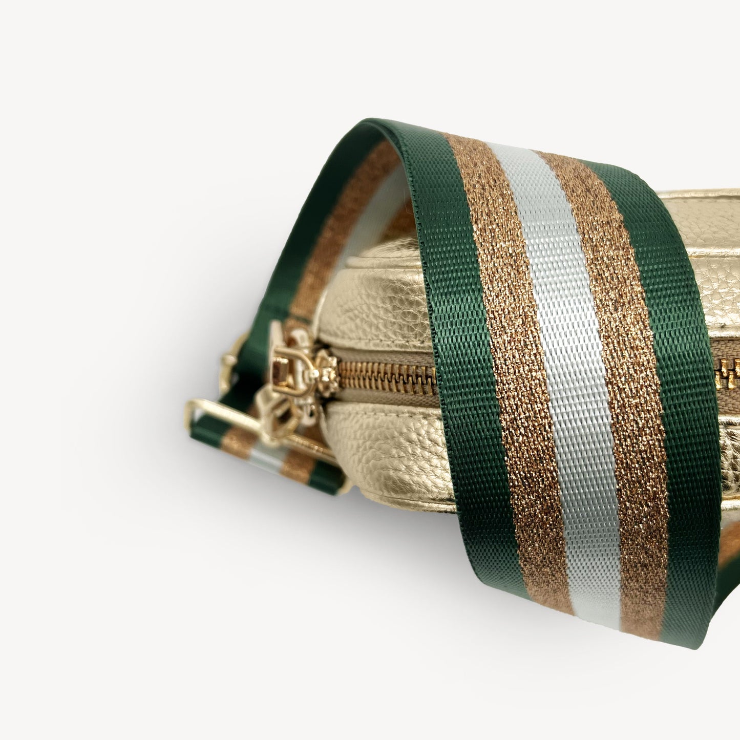 Correa con franja de purpurina verde y dorada - Accesorio brillante para cualquier conjunto