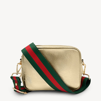 Correa de rayas verdes y rojas vibrante - Accesorio audaz y llamativo