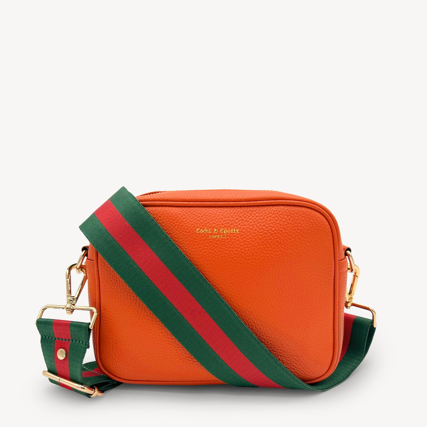 Correa de rayas verdes y rojas vibrante - Accesorio audaz y llamativo